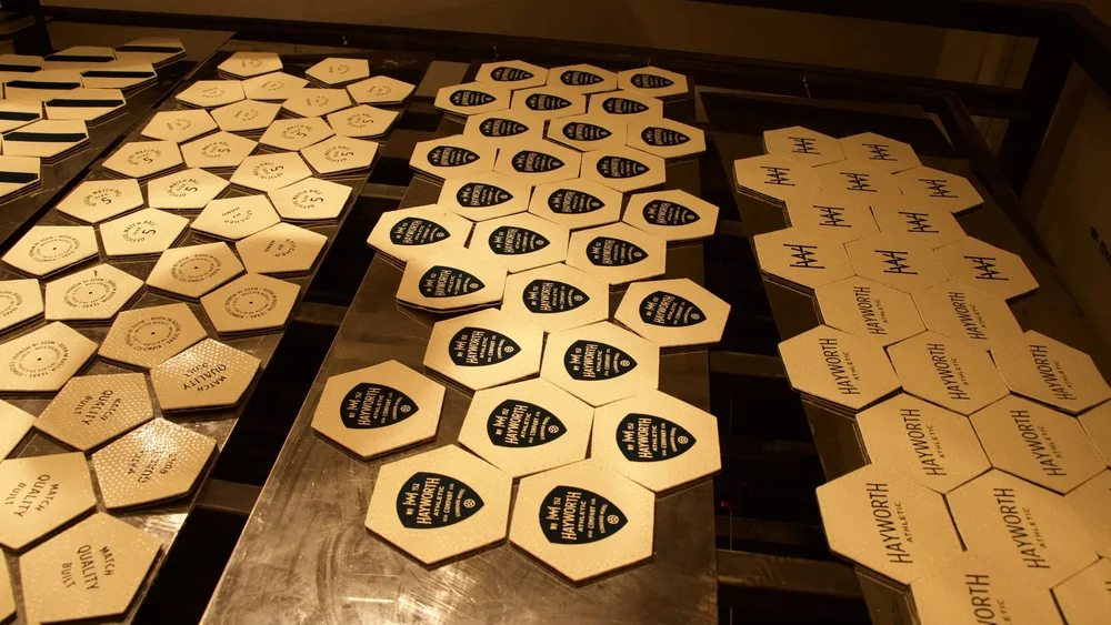 Freshly painted panels drying before assembly.